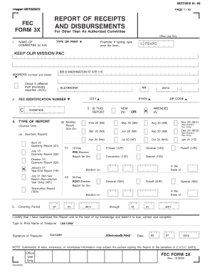 FEC Form 3X for Political Committees