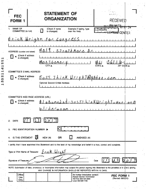 FEC Form 1 Statement of Organization