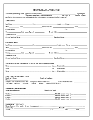Rental Lease Application Form