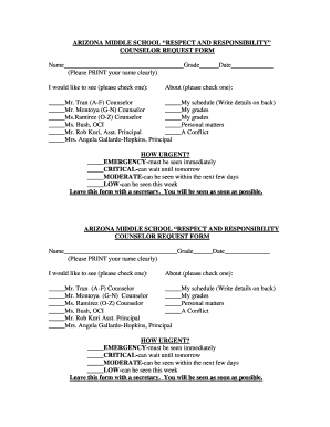 Fillable Online Counselor Request Form-Revised 8-19-10 Fax Email Print ...