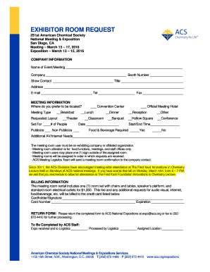 Exhibitor Room Request Form