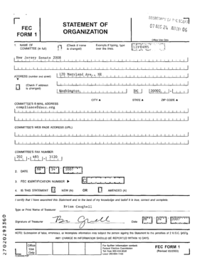 FEC Form 1 Organization Statement