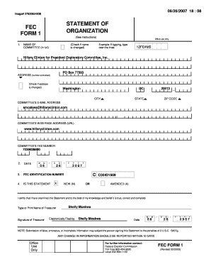 FEC Form 1 Organization Statement