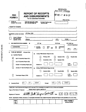 FEC Form 3 Quarterly Report
