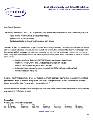 Illinois Seizure Management Plan for Students
