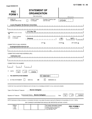 FEC Form 1 Organization Statement
