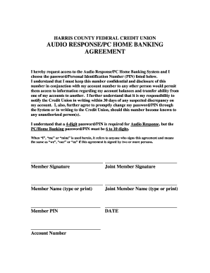 Harris County Federal Credit Union Audio Response Agreement