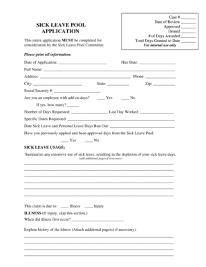 Sick Leave Pool Application Form