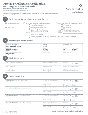 Dental Enrollment Application Form