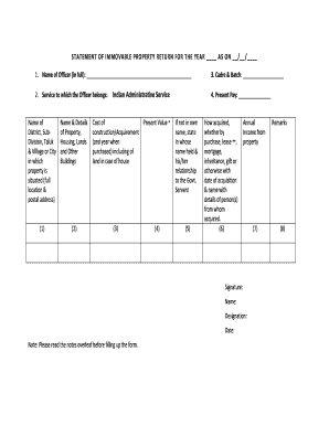 Immovable Property Return Form