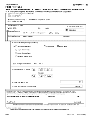 FEC Form 5 - Independent Expenditures Report