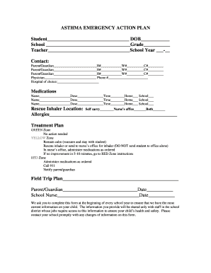Asthma Emergency Action Plan
