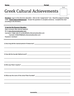 Score Greek Cultural Achievements