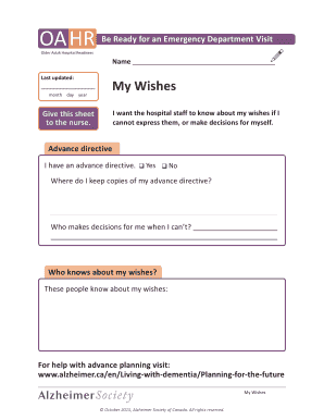 Older Adult Hospital Readiness Form