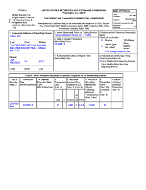 Form 4 Statement of Changes in Beneficial Ownership