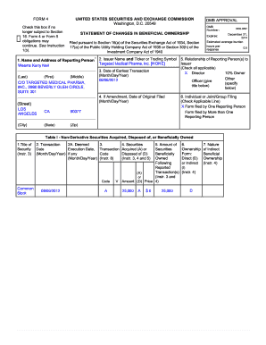 Form 4 Statement of Changes in Beneficial Ownership