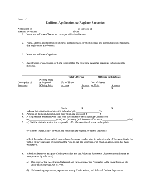 Form U-1 Uniform Application to Register Securities