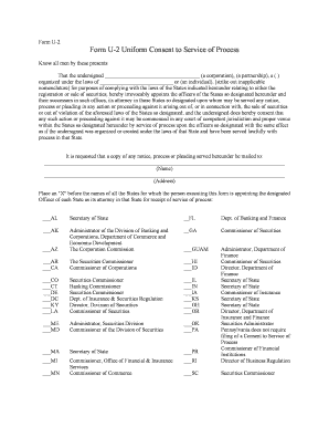 Uniform Consent to Service of Process Form U-2