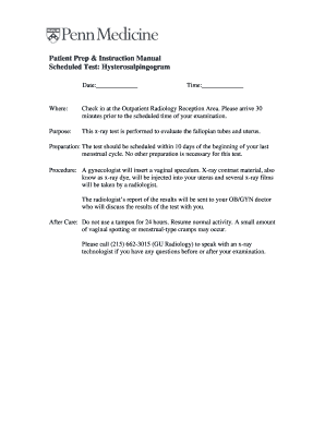 Hysterosalpingogram Patient Instructions