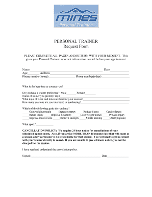 Personal Trainer Request Form
