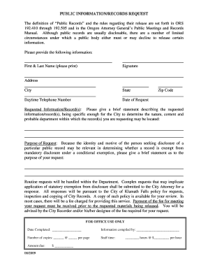 Oregon Public Information Records Request Form