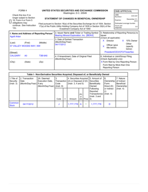 Form 4 Statement of Changes in Beneficial Ownership