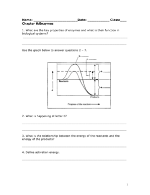 Enzymes Worksheet