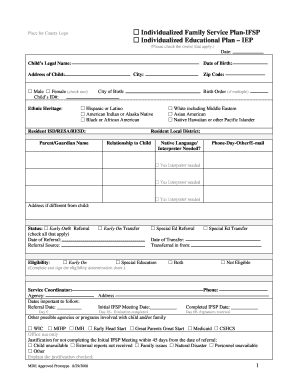 Individualized Family Service Plan Form