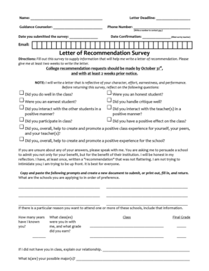 Letter of Recommendation Survey
