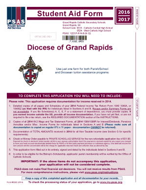 Student Aid Form 2016
