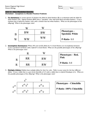 Honors Biology Worksheet