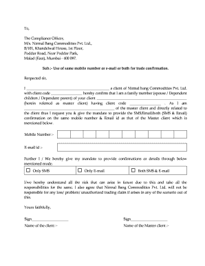 Family Member Trade Confirmation Mandate