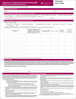 Boundary declaration format - ARN49454 EUIN118093 Declaration for Ultimate Beneficial Ownership UBO (Mandatory for Nonindividual Applicant/Investor) To be filled in BLOCK LETTERS (Please strike off section(s) that is/are not applicable) Part I: Applicant/Investor