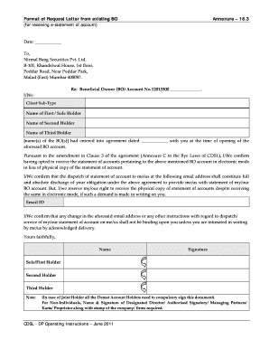 Request Letter for e-Statement of Account