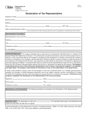 Ohio Tax Representative Declaration