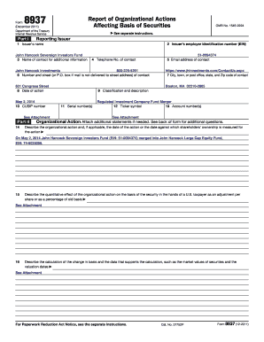 Form 8937 Report of Organizational Actions