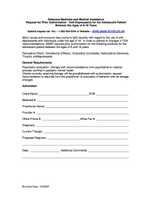 Delaware Medicaid Prior Authorization for Antidepressants