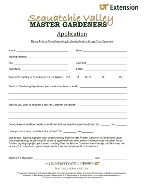Master Gardener Volunteer Application