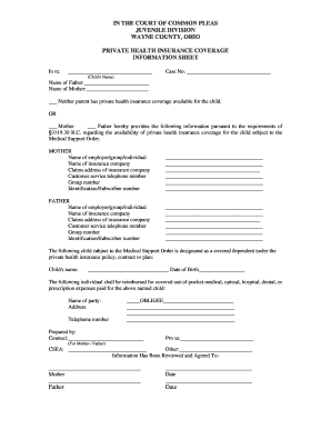 Ohio Private Health Insurance Coverage Information Sheet