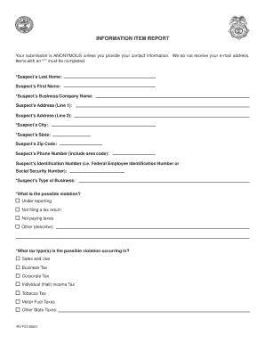 Tax Violation Report Form