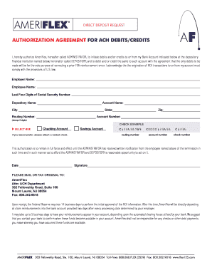 AmeriFlex Direct Deposit Authorization Agreement
