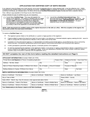 California Certified Copy of Birth Record Application