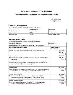 On-the-Job Training Plan for Human Resource Management