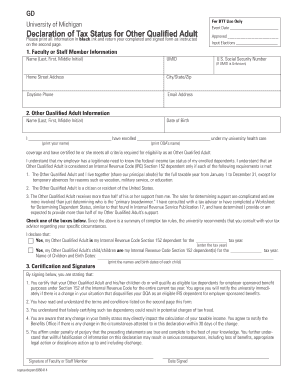 Declaration of Tax Status for Other Qualified Adult