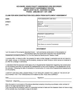 California New Construction Exclusion Claim