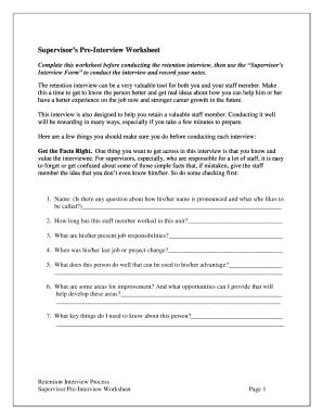 Supervisor’s Pre-Interview Worksheet