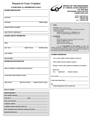 Request for Exam Invigilator