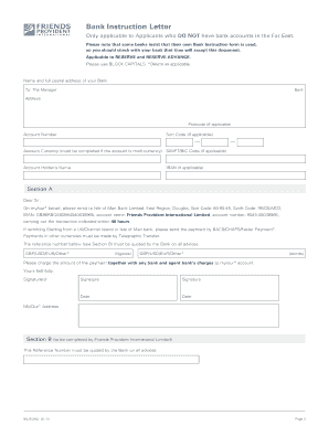 Bank Instruction Letter for Bonds