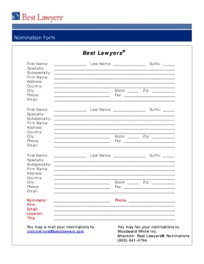 Best Lawyers Nomination Form