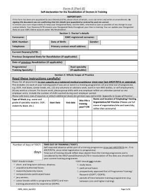 Form R Part B - Self-declaration for the Revalidation of Doctors in Training
